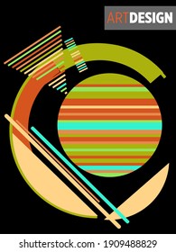 Resumen del fondo de patrón geométrico Bauhaus, círculo vectorial, diseño artístico de triángulo y líneas cuadradas. Diseños abstractos universales. Aplicable a cuadernos, planificadores, folletos, libros, catálogos, etc.