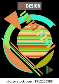 Abstract Bauhaus geometric pattern background, vector circle, triangle and square lines art design. Universal abstract layouts. Applicable for notebooks, planners, brochures, books, catalogs etc.