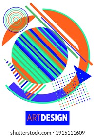 Abstract Bauhaus geometric pattern background, vector circle, triangle and square lines art design. Universal abstract layouts. Applicable for notebooks, planners, brochures, books, catalogs etc.