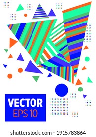 Abstract Bauhaus geometric pattern background, vector circle, triangle and square lines art design. Universal abstract layouts. Applicable for notebooks, planners, brochures, books, catalogs etc.