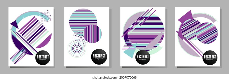 Abstract Bauhaus geometric pattern background, vector circle, triangle and square lines art design. Universal abstract layouts. Applicable for notebooks, planners, brochures, books, catalogs etc.