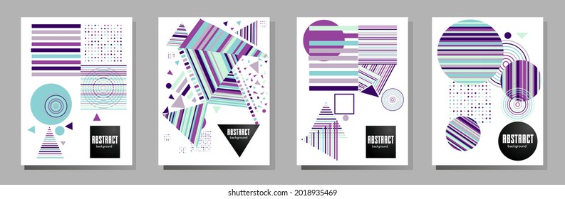 Abstract Bauhaus geometric pattern background, vector circle, triangle and square lines art design. Universal abstract layouts. Applicable for notebooks, planners, brochures, books, catalogs etc.