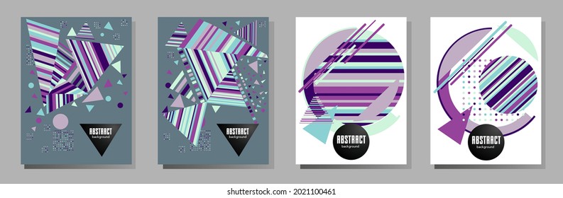 Abstract Bauhaus geometric pattern background, vector circle, triangle and square lines art design. Universal abstract layouts. Applicable for notebooks, planners, brochures, books, catalogs etc.