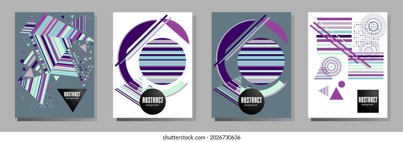 Resumen del fondo de patrón geométrico Bauhaus, círculo vectorial, diseño artístico de triángulo y líneas cuadradas. Diseños abstractos universales. Aplicable a cuadernos, planificadores, folletos, libros, catálogos, etc.