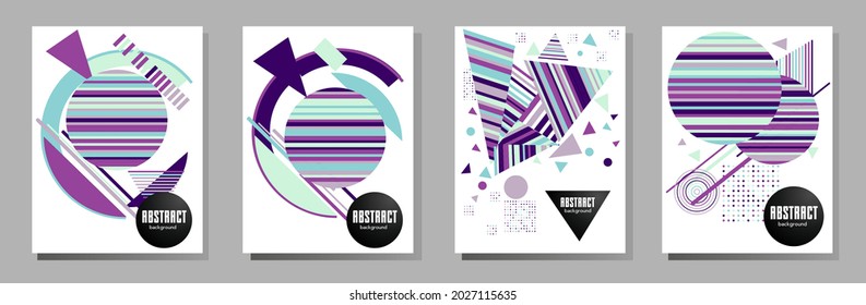 Resumen del fondo de patrón geométrico Bauhaus, círculo vectorial, diseño artístico de triángulo y líneas cuadradas. Diseños abstractos universales. Aplicable a cuadernos, planificadores, folletos, libros, catálogos, etc.