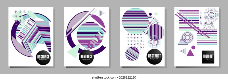 Resumen del fondo de patrón geométrico Bauhaus, círculo vectorial, diseño artístico de triángulo y líneas cuadradas. Diseños abstractos universales. Aplicable a cuadernos, planificadores, folletos, libros, catálogos, etc.