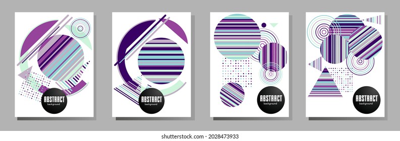 Resumen del fondo de patrón geométrico Bauhaus, círculo vectorial, diseño artístico de triángulo y líneas cuadradas. Diseños abstractos universales. Aplicable a cuadernos, planificadores, folletos, libros, catálogos, etc.