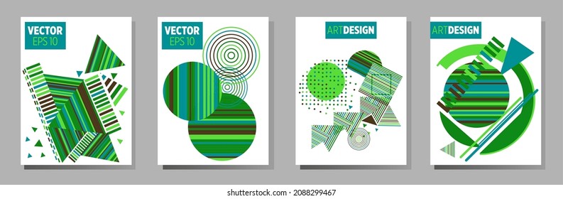 Abstract Bauhaus geometric pattern background, vector circle, triangle and square lines art design. Universal abstract layouts. Applicable for notebooks, planners, brochures, books, catalogs etc.