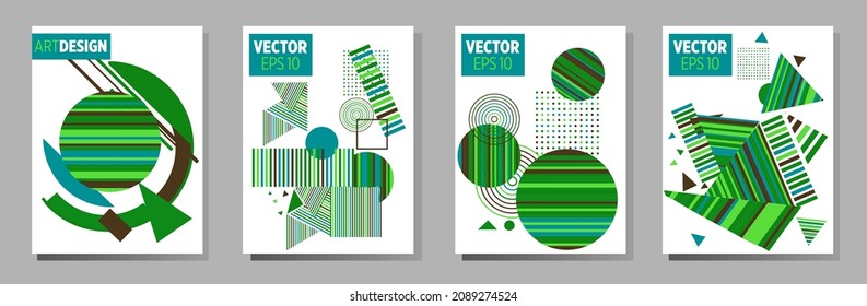 Abstract Bauhaus geometric pattern background, vector circle, triangle and square lines art design. Universal abstract layouts. Applicable for notebooks, planners, brochures, books, catalogs etc.