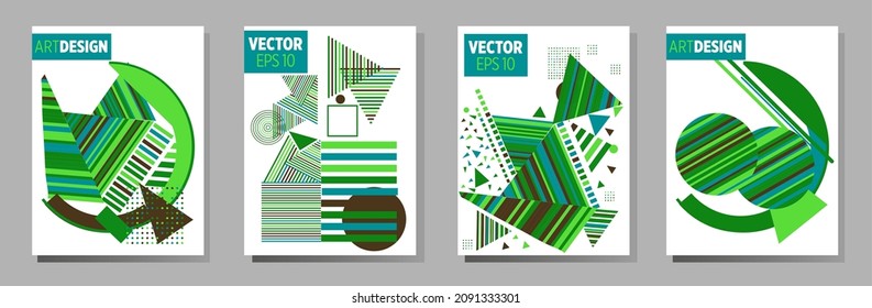 Abstract Bauhaus geometric pattern background, vector circle, triangle and square lines art design. Universal abstract layouts. Applicable for notebooks, planners, brochures, books, catalogs etc.