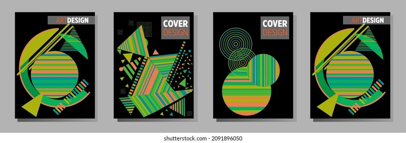 Resumen del fondo de patrón geométrico Bauhaus, círculo vectorial, diseño artístico de triángulo y líneas cuadradas. Diseños abstractos universales. Aplicable a cuadernos, planificadores, folletos, libros, catálogos, etc.