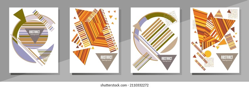 Resumen del fondo de patrón geométrico Bauhaus, círculo vectorial, diseño artístico de triángulo y líneas cuadradas. Diseños abstractos universales. Aplicable a cuadernos, planificadores, folletos, libros, catálogos, etc.