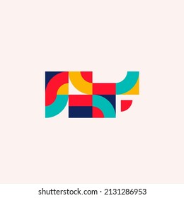 
Abstract Bauhaus geometric pattern background. circle, triangle and square color art design. Colorful Bauhaus pattern background