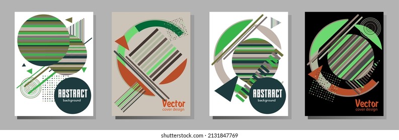 Resumen del fondo de patrón geométrico Bauhaus, círculo vectorial, diseño artístico de triángulo y líneas cuadradas. Diseños abstractos universales. Aplicable a cuadernos, planificadores, folletos, libros, catálogos, etc.