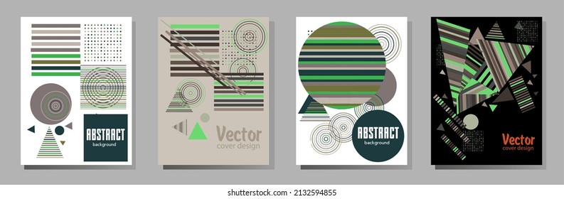 Abstract Bauhaus geometric pattern background, vector circle, triangle and square lines art design. Universal abstract layouts. Applicable for notebooks, planners, brochures, books, catalogs etc.
