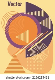 Resumen del fondo de patrón geométrico Bauhaus, círculo vectorial, diseño artístico de triángulo y líneas cuadradas. Diseños abstractos universales. Aplicable a cuadernos, planificadores, folletos, libros, catálogos, etc.
