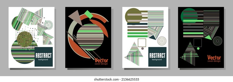 Resumen del fondo de patrón geométrico Bauhaus, círculo vectorial, diseño artístico de triángulo y líneas cuadradas. Diseños abstractos universales. Aplicable a cuadernos, planificadores, folletos, libros, catálogos, etc.
