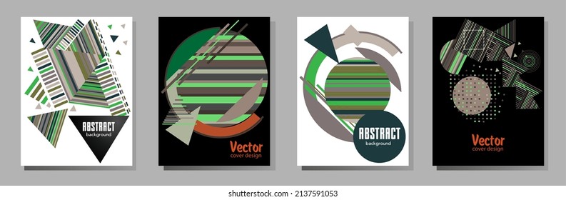 Abstract Bauhaus geometric pattern background, vector circle, triangle and square lines art design. Universal abstract layouts. Applicable for notebooks, planners, brochures, books, catalogs etc.