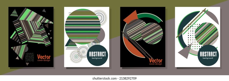 Abstract Bauhaus geometric pattern background, vector circle, triangle and square lines art design. Universal abstract layouts. Applicable for notebooks, planners, brochures, books, catalogs etc.
