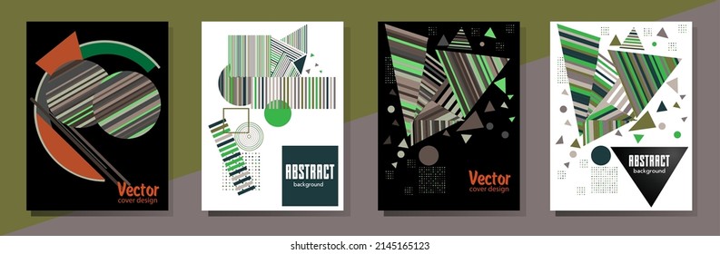 Abstract Bauhaus geometric pattern background, vector circle, triangle and square lines art design. Universal abstract layouts. Applicable for notebooks, planners, brochures, books, catalogs etc.
