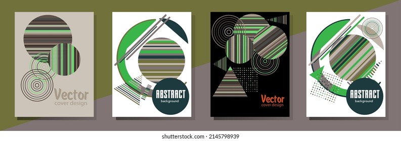 Abstract Bauhaus geometric pattern background, vector circle, triangle and square lines art design. Universal abstract layouts. Applicable for notebooks, planners, brochures, books, catalogs etc.
