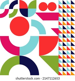 Abstract Bauhaus geometric pattern background vector circle