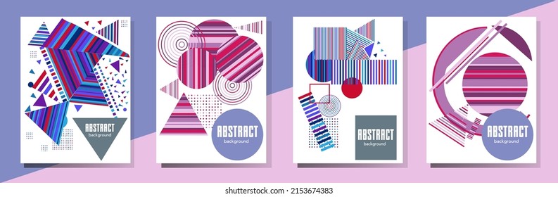 Resumen del fondo de patrón geométrico Bauhaus, círculo vectorial, diseño artístico de triángulo y líneas cuadradas. Diseños abstractos universales. Aplicable a cuadernos, planificadores, folletos, libros, catálogos, etc.
