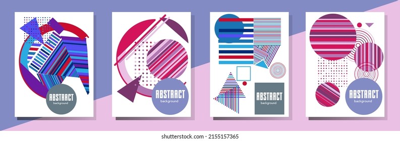 Abstract Bauhaus geometric pattern background, vector circle, triangle and square lines art design. Universal abstract layouts. Applicable for notebooks, planners, brochures, books, catalogs etc.
