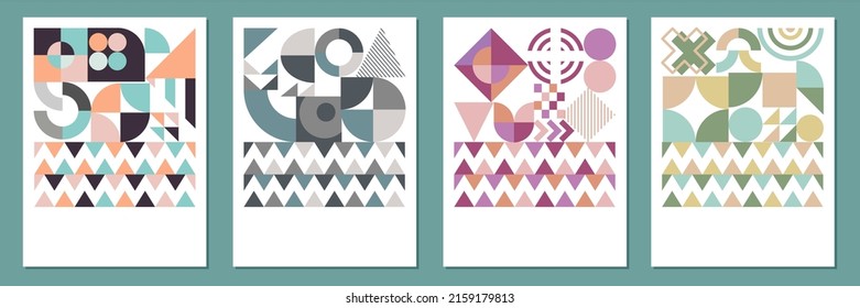 Abstract Bauhaus geometric pattern background vector circle
