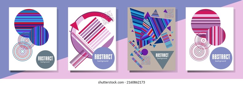 Resumen del fondo de patrón geométrico Bauhaus, círculo vectorial, diseño artístico de triángulo y líneas cuadradas. Diseños abstractos universales. Aplicable a cuadernos, planificadores, folletos, libros, catálogos, etc.
