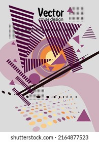 Abstract Bauhaus geometric pattern background, vector circle, triangle and square lines art design. Universal abstract layouts. Applicable for notebooks, planners, brochures, books, catalogs etc.
