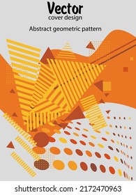 Abstract Bauhaus geometric pattern background, vector circle, triangle and square lines art design. Universal abstract layouts. Applicable for notebooks, planners, brochures, books, catalogs etc.