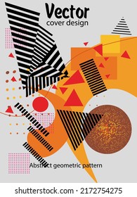 Resumen del fondo de patrón geométrico Bauhaus, círculo vectorial, diseño artístico de triángulo y líneas cuadradas. Diseños abstractos universales. Aplicable a cuadernos, planificadores, folletos, libros, catálogos, etc.