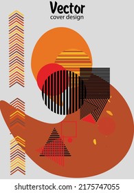 Abstract Bauhaus geometric pattern background, vector circle, triangle and square lines art design. Universal abstract layouts. Applicable for notebooks, planners, brochures, books, catalogs etc.
