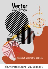 Abstract Bauhaus geometric pattern background, vector circle, triangle and square lines art design. Universal abstract layouts. Applicable for notebooks, planners, brochures, books, catalogs etc.