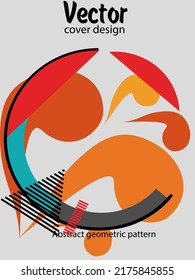 Abstract Bauhaus geometric pattern background, vector circle, triangle and square lines art design. Universal abstract layouts. Applicable for notebooks, planners, brochures, books, catalogs etc.