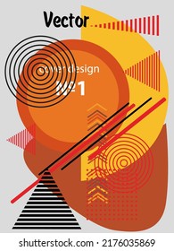Resumen del fondo de patrón geométrico Bauhaus, círculo vectorial, diseño artístico de triángulo y líneas cuadradas. Diseños abstractos universales. Aplicable a cuadernos, planificadores, folletos, libros, catálogos, etc.
