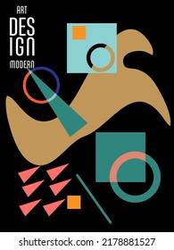 Abstrakter Bauhaus geometrischer Muster Hintergrund, Vektorkreis, Dreieck und quadratische Linien Kunstdesign. Allgemeine abstrakte Layouts. Gilt für Notebooks, Planer, Broschüren, Bücher, Kataloge usw.