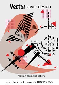 Abstract Bauhaus geometric pattern background, vector circle, triangle and square lines art design. Universal abstract layouts. Applicable for notebooks, planners, brochures, books, catalogs etc.

