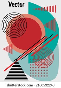 Abstract Bauhaus geometric pattern background, vector circle, triangle and square lines art design. Universal abstract layouts. Applicable for notebooks, planners, brochures, books, catalogs etc.
