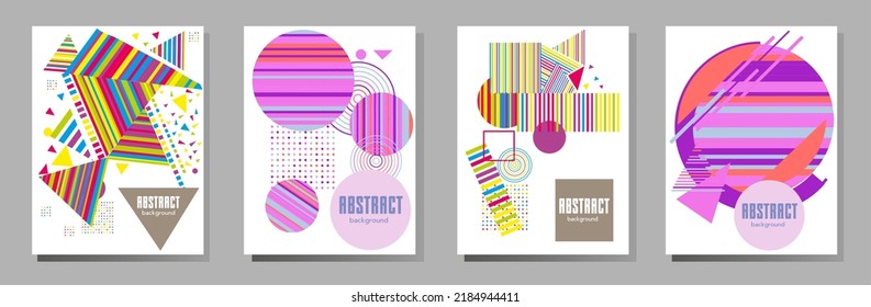 Resumen del fondo de patrón geométrico Bauhaus, círculo vectorial, diseño artístico de triángulo y líneas cuadradas. Diseños abstractos universales. Aplicable a cuadernos, planificadores, folletos, libros, catálogos, etc.
