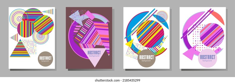 Abstract Bauhaus geometric pattern background, vector circle, triangle and square lines art design. Universal abstract layouts. Applicable for notebooks, planners, brochures, books, catalogs etc.
