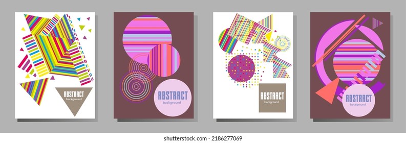 Abstract Bauhaus geometric pattern background, vector circle, triangle and square lines art design. Universal abstract layouts. Applicable for notebooks, planners, brochures, books, catalogs etc.
