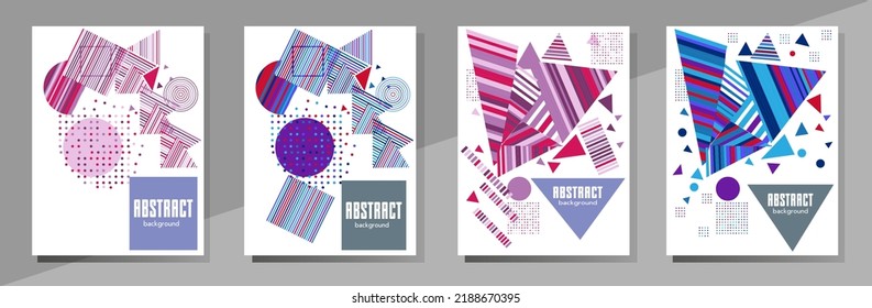 Resumen del fondo de patrón geométrico Bauhaus, círculo vectorial, diseño artístico de triángulo y líneas cuadradas. Diseños abstractos universales. Aplicable a cuadernos, planificadores, folletos, libros, catálogos, etc.
