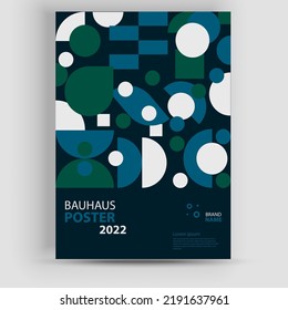 Abstract Bauhaus geometric pattern background, vector circle, triangle, and square lines color art design. Modern vertical mosaic banner vector. Applicable for covers, flyers, etc.