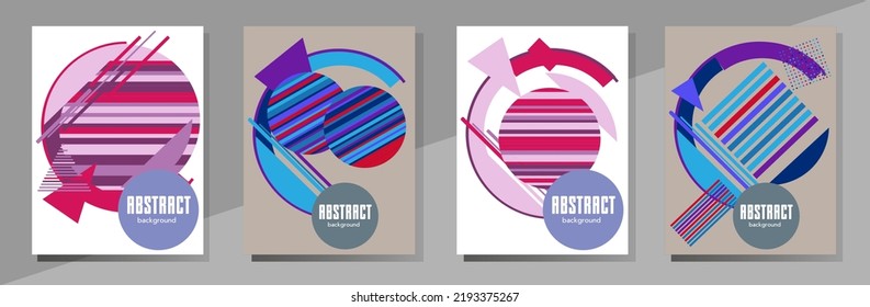 Abstract Bauhaus geometric pattern background, vector circle, triangle and square lines art design. Universal abstract layouts. Applicable for notebooks, planners, brochures, books, catalogs etc.
