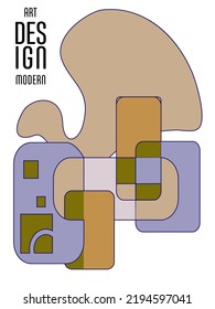 Abstrakter Bauhaus geometrischer Muster Hintergrund, Vektorkreis, Dreieck und quadratische Linien Kunstdesign. Allgemeine abstrakte Layouts. Gilt für Notebooks, Planer, Broschüren, Bücher, Kataloge usw.