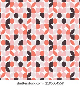 Abstract Bauhaus geometric pattern background, vector circle, triangle and square lines colorful art design.