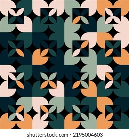 Abstract Bauhaus geometric pattern background, vector circle, triangle and square lines colorful art design.