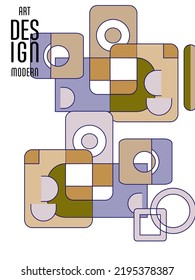 Abstrakter Bauhaus geometrischer Muster Hintergrund, Vektorkreis, Dreieck und quadratische Linien Kunstdesign. Allgemeine abstrakte Layouts. Gilt für Notebooks, Planer, Broschüren, Bücher, Kataloge usw.